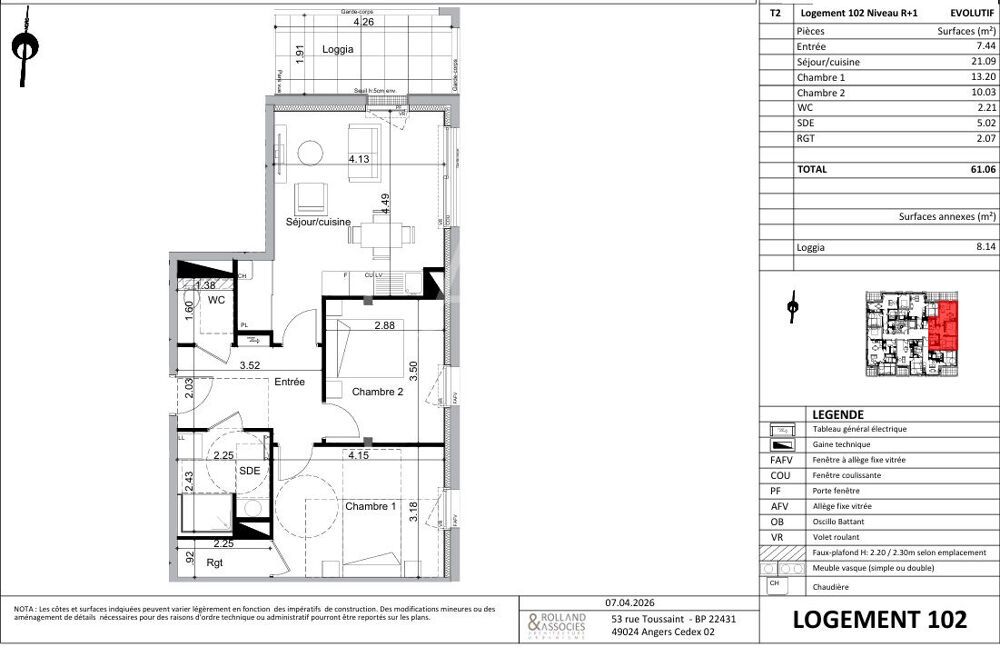 Vente Appartement A vendre T3 avec loggia- Quartier La Fayette - Condorcet à ANGERS Angers