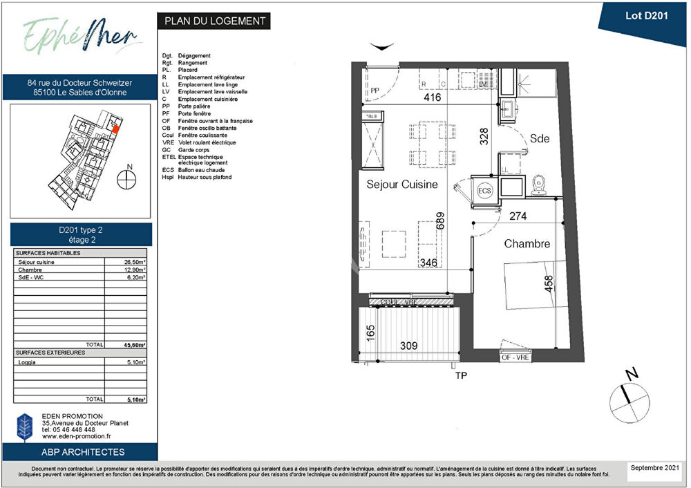 Vente Appartement Vente VEFA T2 45,60m2 avec parking Les sables d olonne