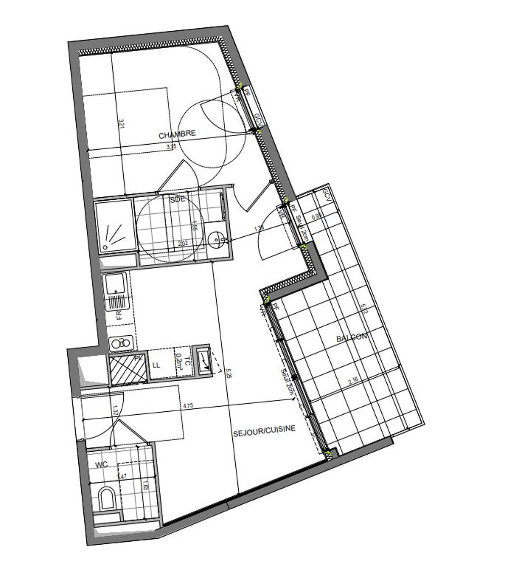 Vente Appartement RENNES Baud-Chardonnet-  T2 neuf de 41 m2 avec balcon Rennes