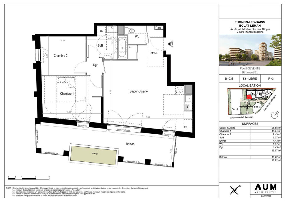 THONON LES BAINS - Appartement T3 - 65.97m²