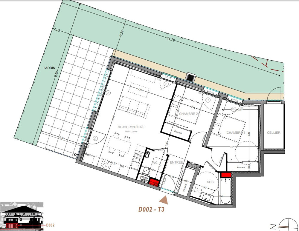 YVOIRE - T3 de 63.86m² + terrasse 20.36m² et jardin de 48.97m²