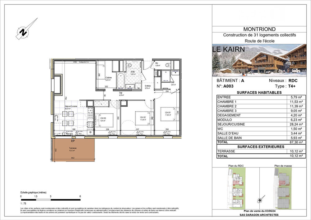 LE KAIRN - MONTRIOND - Appartement T4 + cabine - 87.30m²