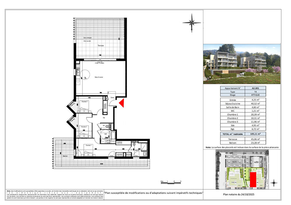 EVIAN LES BAINS - Appartement T4 attique - 105.11m²