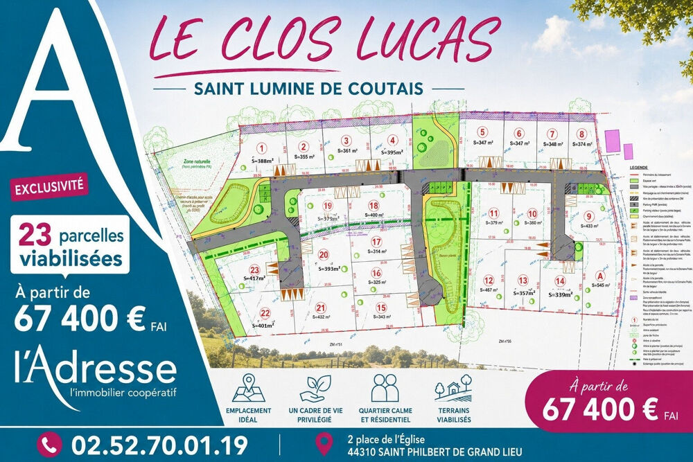 Vente Terrain Terrain Saint Lumine De Coutais 355 m2 Saint lumine de coutais