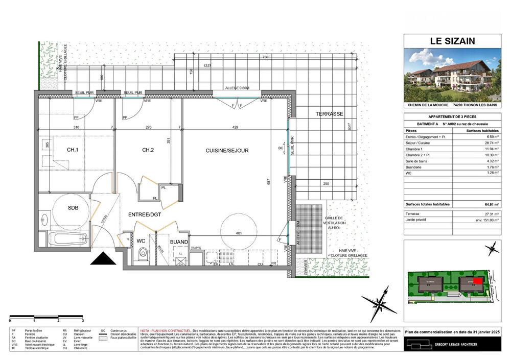 Nouveauté - THONON LES BAINS - Appartement T3 RDJ