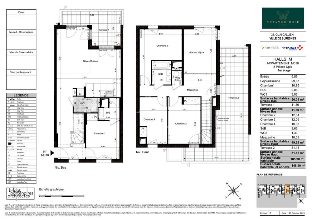 Appartement DUPLEX Suresnes 5 pièce(s) 148.40 m2 FRAIS DE NOTAIRE OFFERTS