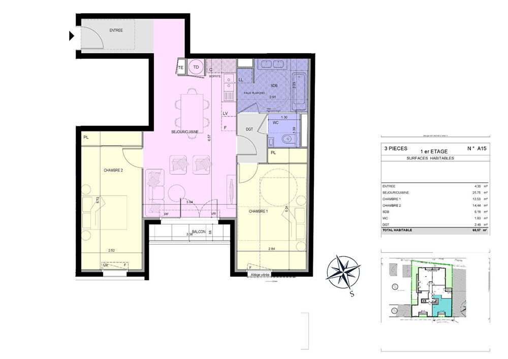Vente Appartement Appartement Nice   Grand 3 pièce(s) 3 68m2 Nice