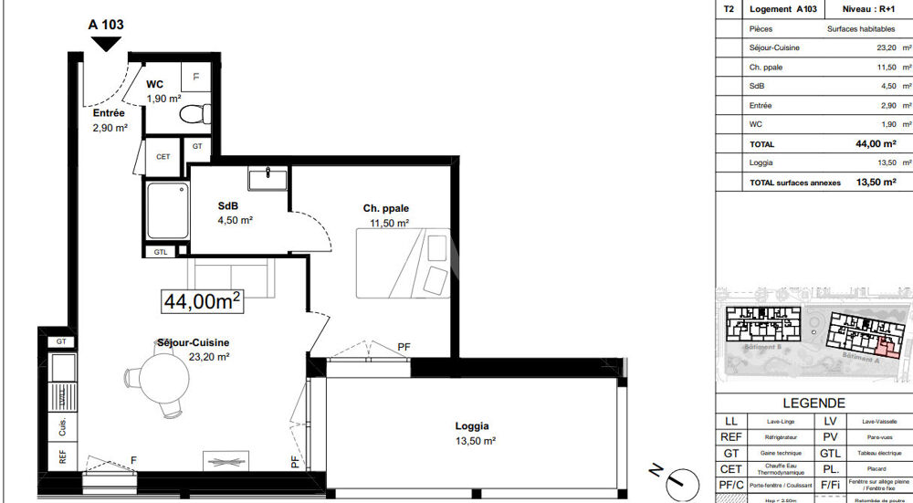Vente Appartement Appartement T2- 44m² Neuf Centre ville d'Avrille Avrille