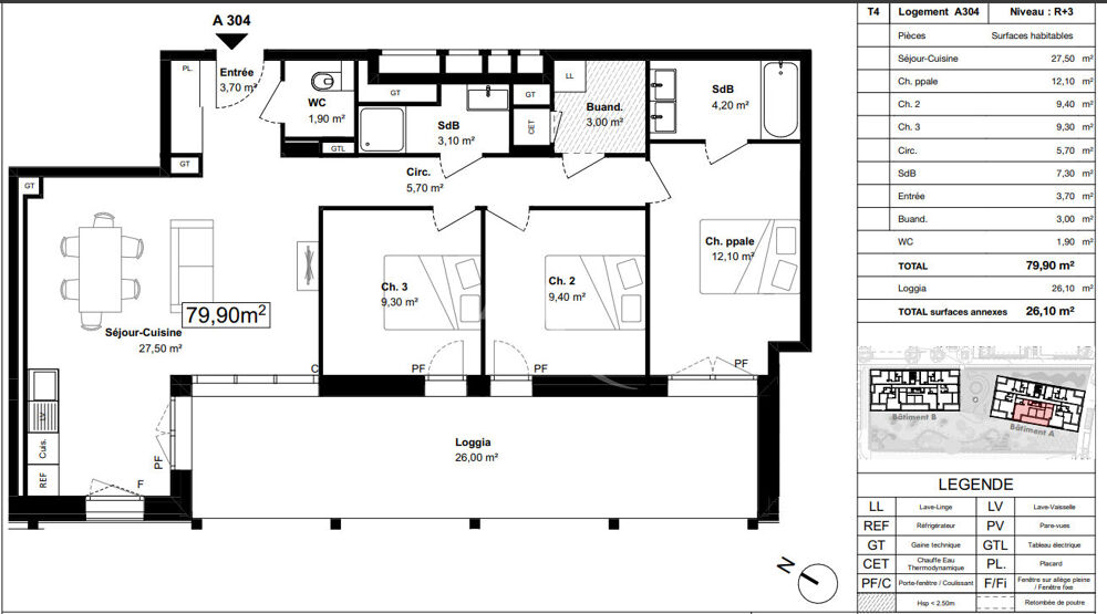 Vente Appartement Appartement DERNIER ETAGE T4 Neuf Centre ville d'Avrille Avrille