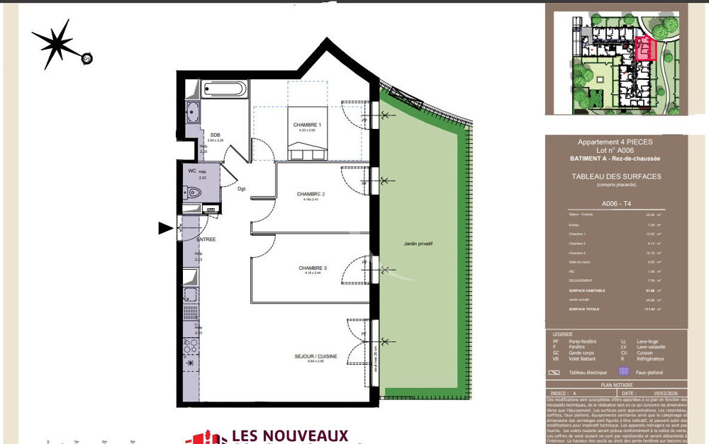 A VENDRE T4 AVEC JARDIN PRIVATIF SUR AVRILLE
