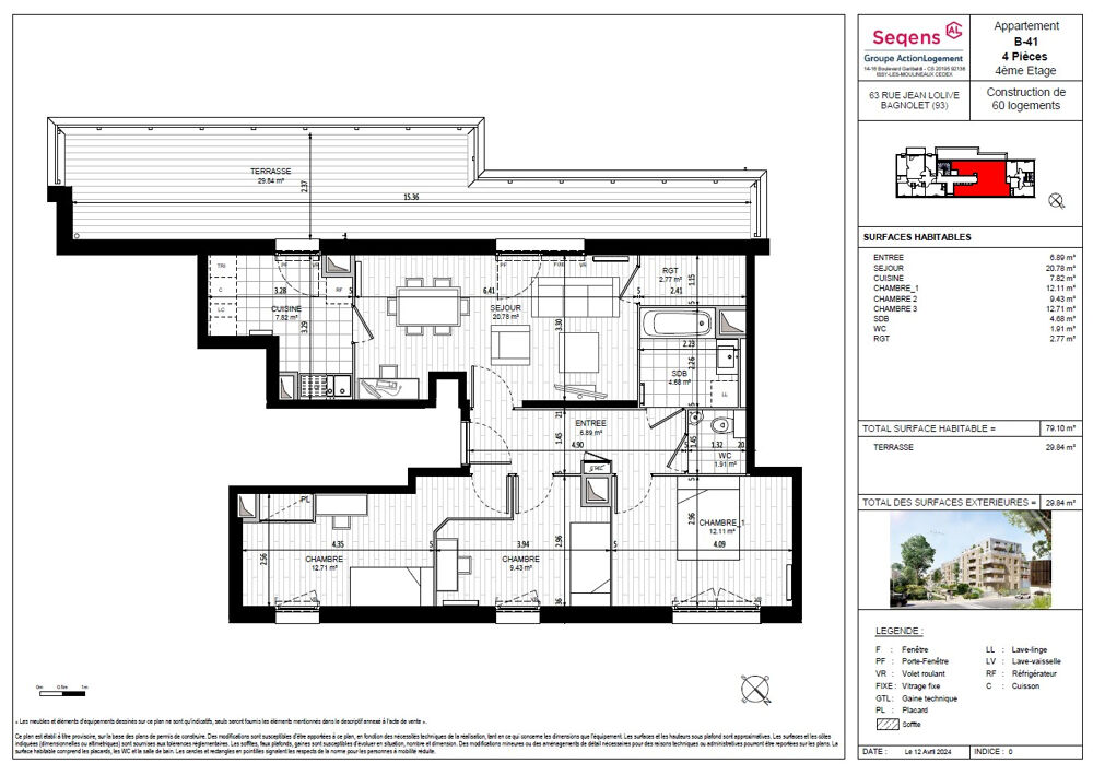 Location Appartement Appartement Bagnolet 4 pièce(s) 79,1 m2 Bagnolet