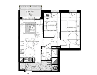  Appartement à vendre 3 pièces 59 m²
