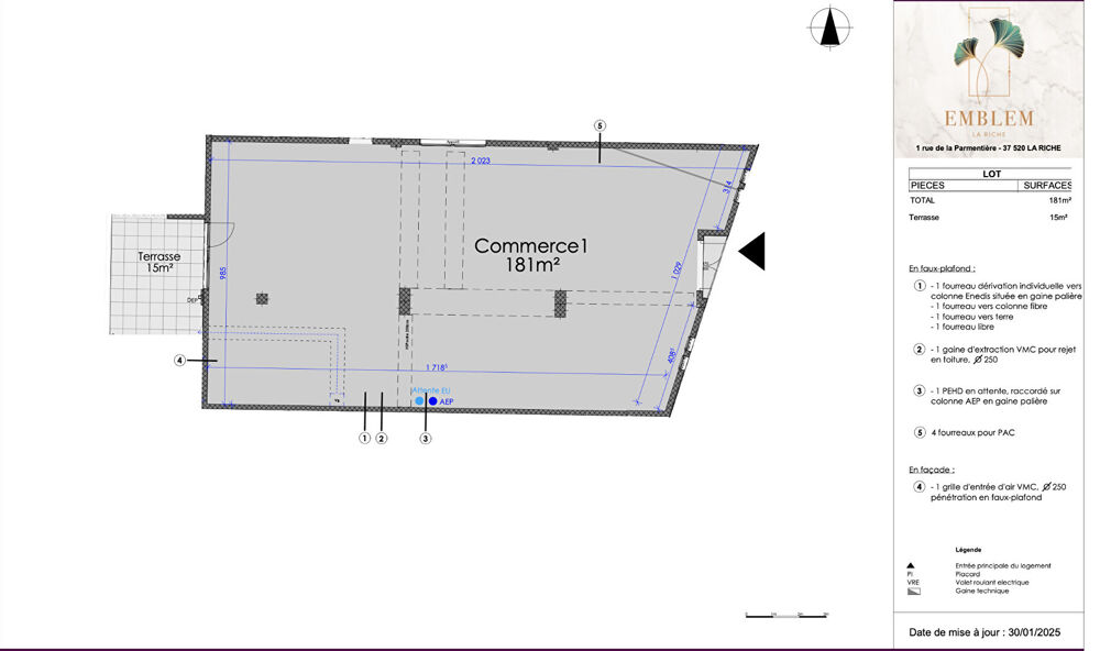   Local commercial La Riche 181 m2 