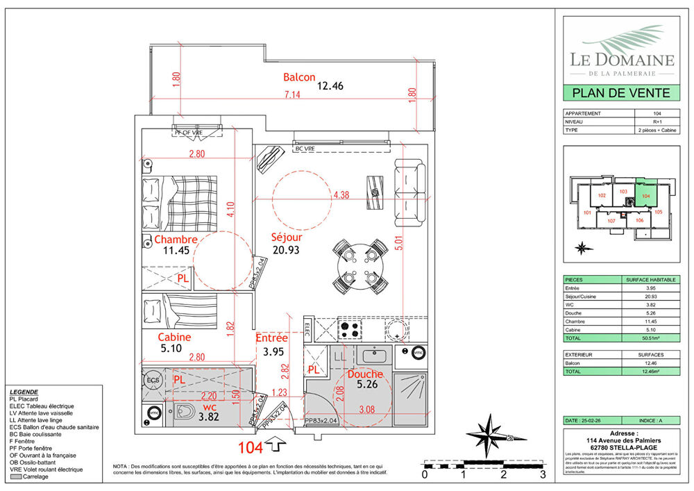 Vente Appartement Appartement Cucq Stella Plage 2 pièces cabine 50.51 m² + balcon 12m² Cucq