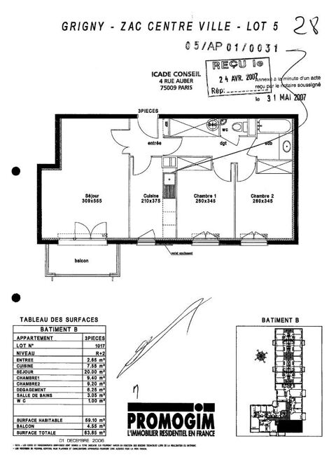  Appartement � louer 3 pi�ces 59 m�