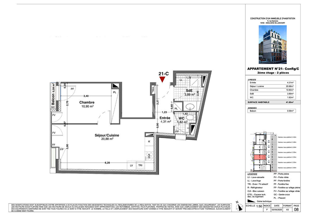 Vente Appartement Appartement Boulogne Billancourt 2 pièce(s) 41.80 m2 Boulogne billancourt