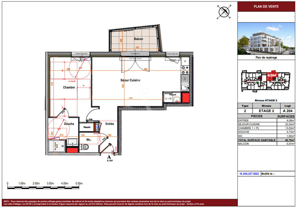 Appartement Angers T2 46.70 m² Neuf disponible de Suite