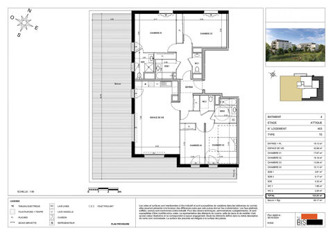  SCIEZ - Appartement attique T5 - 123.24m� Appartement - 5 pi�ce(s) - 123 m�