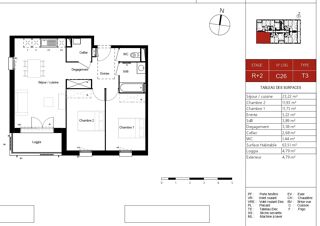  Appartement � vendre 3 pi�ces 64 m�