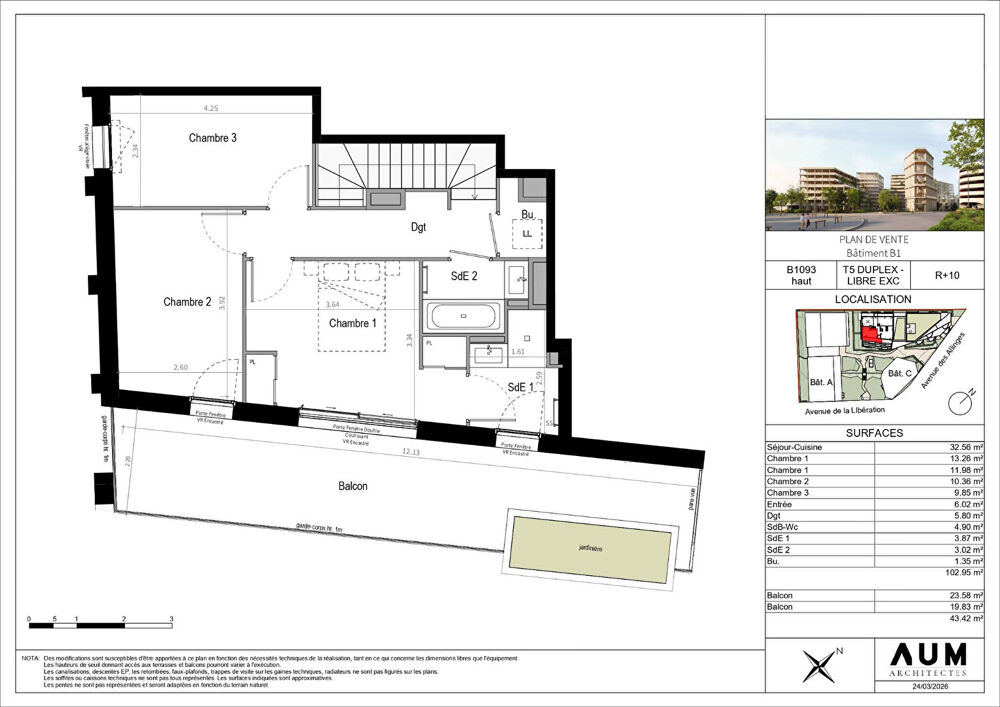 THONON LES BAINS - Appartement T5 duplex - 102.95m²