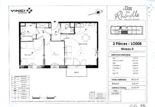  Appartement � vendre 3 pi�ces 59 m�