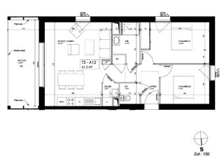  Appartement � vendre 3 pi�ces 61 m�