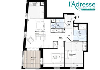  Appartement  vendre 3 pices 63 m