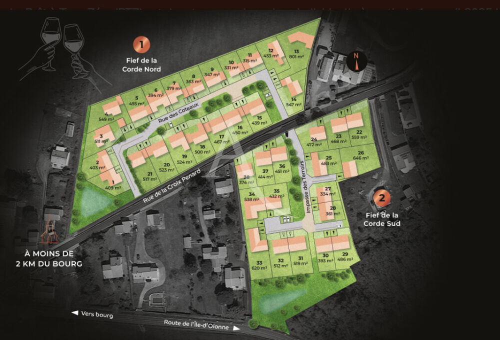 Vente Terrain Terrain Brem Sur Mer 523 m2 Brem sur mer