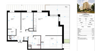  Appartement  vendre 4 pices 76 m