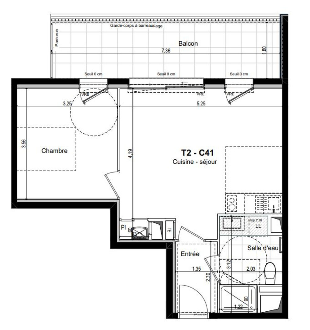 Saint-Malo L'Hippodrome - T2 de 43 m2 avec balcon