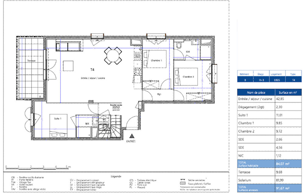 Vente Appartement Appartement T4  de 84 m2 au 3ème et dernier étage avec terrasse  et solarium de 81 à Antibes / Juan-les-Pins Antibes