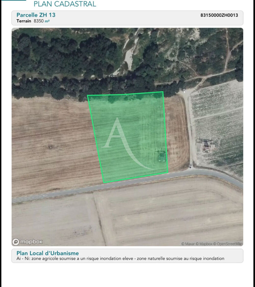Vente Terrain TERRAIN AGRICOLE DE 8350 M2 AVEC EAU VINON SUR VERDON Vinon sur verdon
