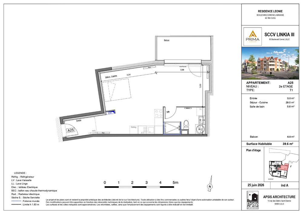 Appartement Stella 1 pièce 39.6m²