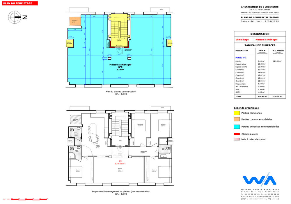 Vente Appartement TOURS HYPER-CENTRE - PLATEAU D'EXCEPTION À CRÉER SELON VOS ENVIES Tours
