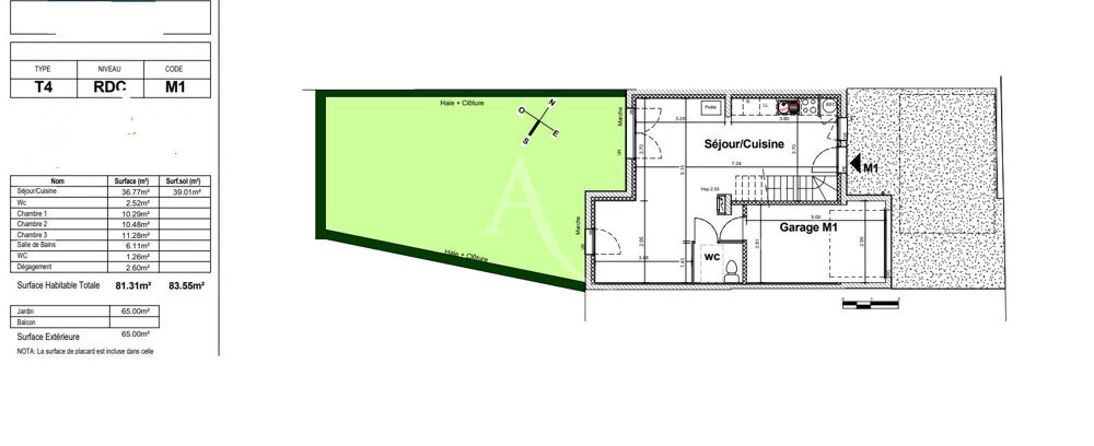 Vente Maison Maison de type 4 de 81,31m² avec garage et jardin Quartier du Landreau à NANTES Nantes
