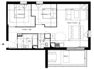  Appartement � vendre 3 pi�ces 64 m�