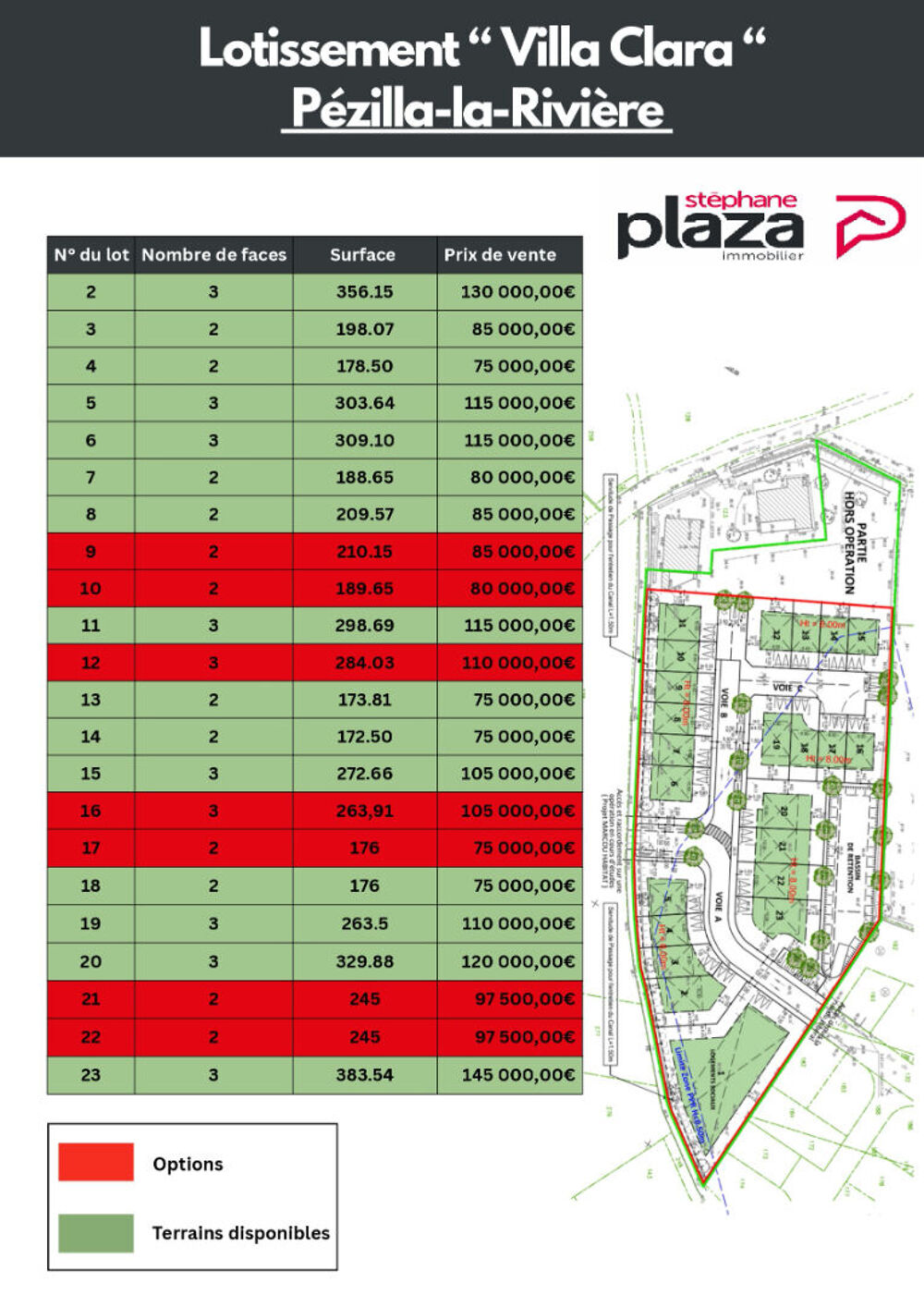 Vente Terrain Pezilla la rivière Plusieurs Terrains constructibles 2 et 3 faces Pezilla la riviere