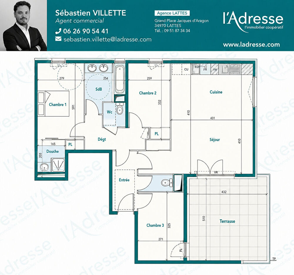 Vente Appartement LATTES - MAURIN - APPARTEMENT 4 PIÈCES 86M2 - DPE A - 3 CHAMBRES -  GRANDE TERRASSE 20M2 - DOUBLE STATIONNEMENT - RÉSIDENCE RÉCE Lattes