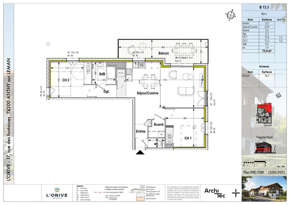 L'ORIVE - ANTHY SUR LÉMAN - T3 de 73.40m²