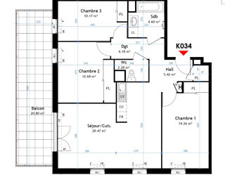  Appartement � vendre 4 pi�ces 82 m�