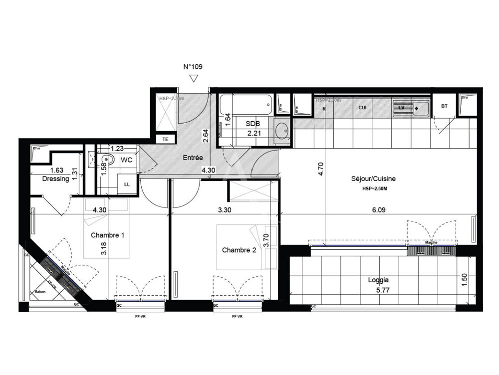 Appartement 3 pièces de 65.08 m² - Saint-Germain-en-Laye