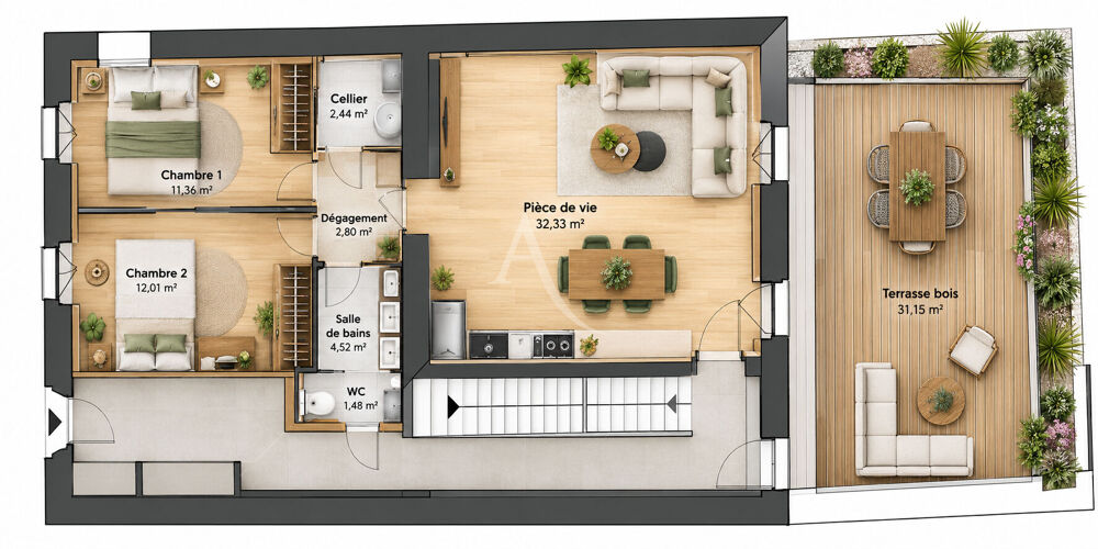 ROCHEFORT - SUPERBE T3 DE 65.46 M² TERRASSE PRIVATIVE ? PRESTATIONS HAUT DE GAMME !