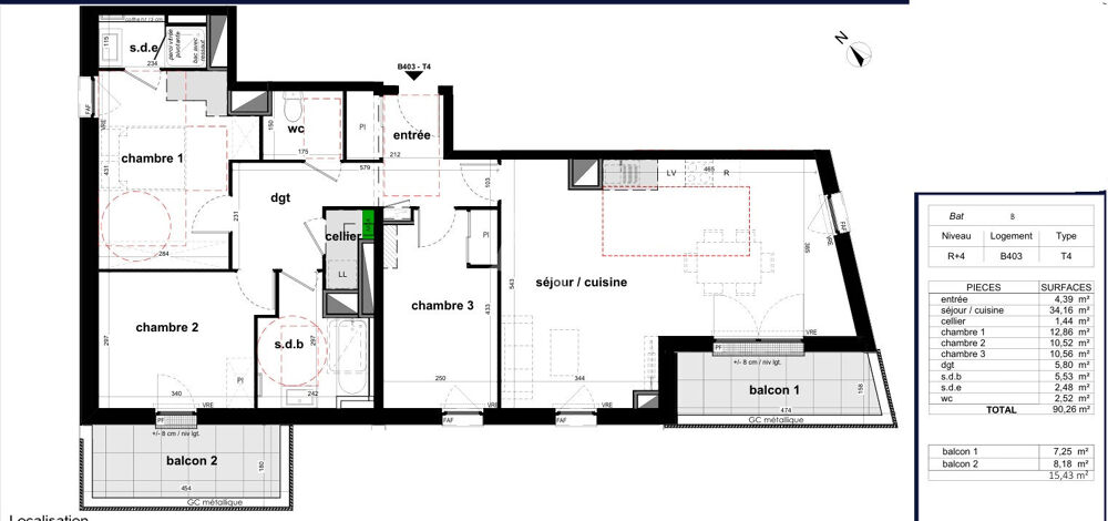 Vente Appartement T4 avec deux balcons à vendre aux Ponts de Cé Les ponts de ce