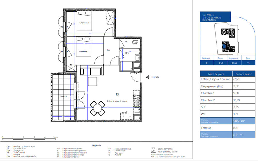 Vente Appartement Appartement T3  au 2ème étage avec terrasse à Antibes / Juan-les-Pins Antibes