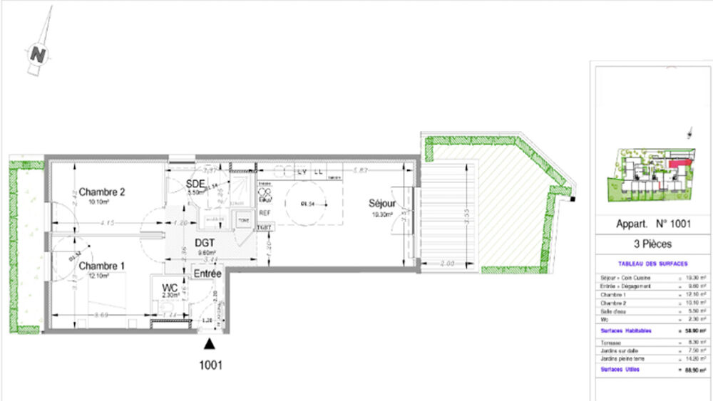 Vente Appartement Retour de lot déjà livré à SAINT-LAURENT-DU-VAR ( 06) // T3 en RDJ Saint laurent du var