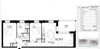  Appartement � vendre 3 pi�ces 62 m�