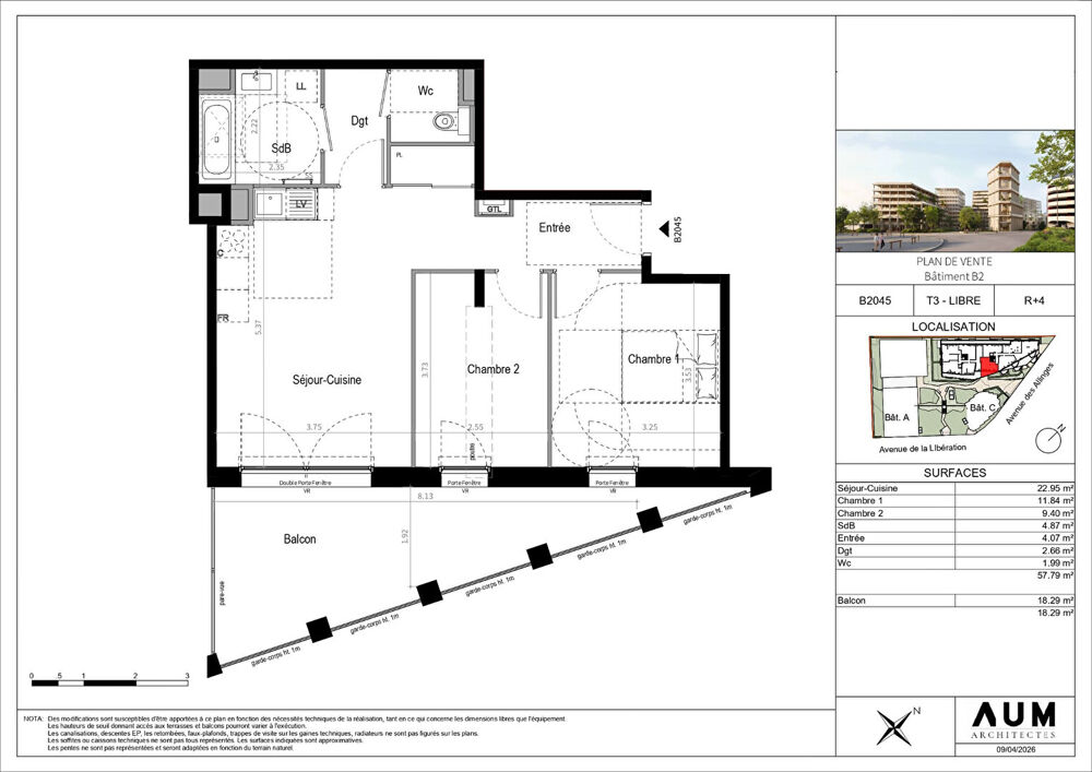 THONON LES BAINS - Appartement T3 - 57.79m²