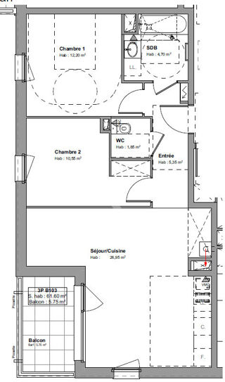  Appartement à vendre 3 pièces 62 m²