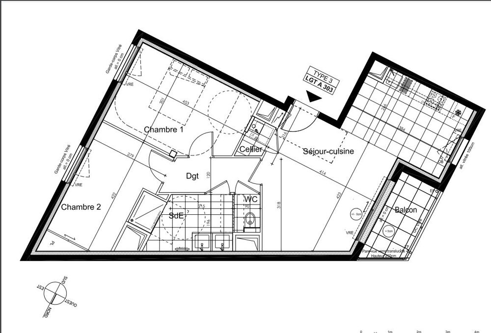 Vente Appartement Appartement Nantes 3 pièce(s) 62 m2 BALCON DE 4.3M² Nantes