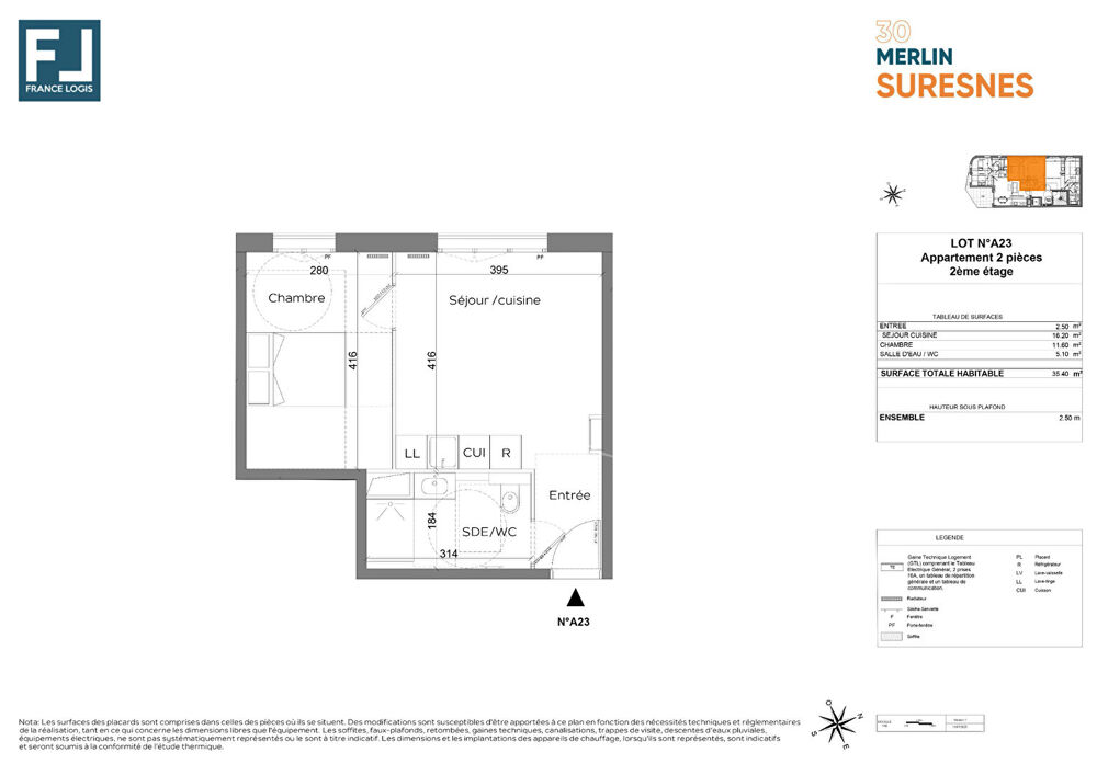 Vente Appartement Appartement Suresnes 2 pièce(s) 35.8 m2 FRAIS DE NOTAIRE OFFERTS Suresnes